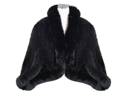 [K99] 21” Knitted Mink Cape Fox Trim